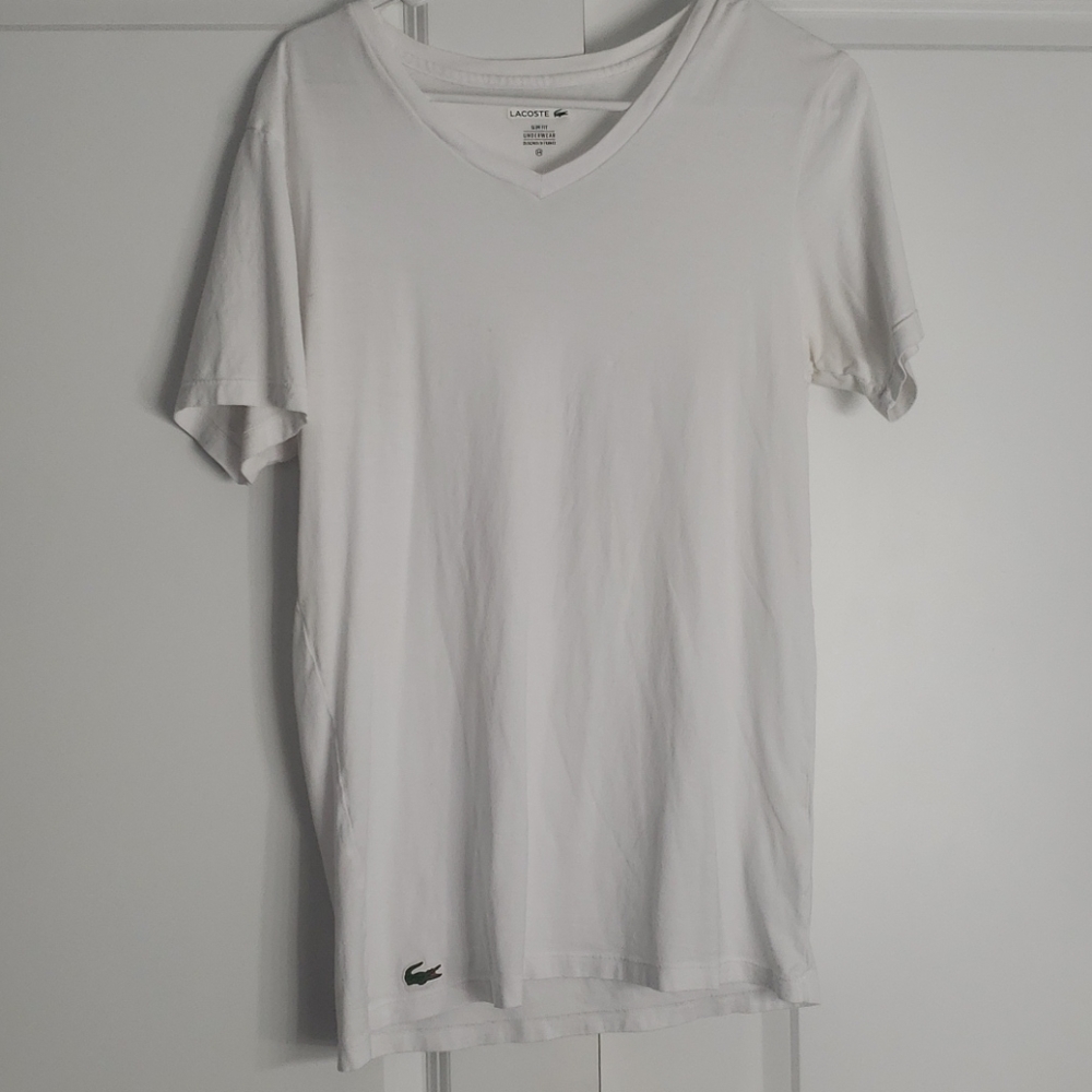 Mens Lacoste White Vneck!